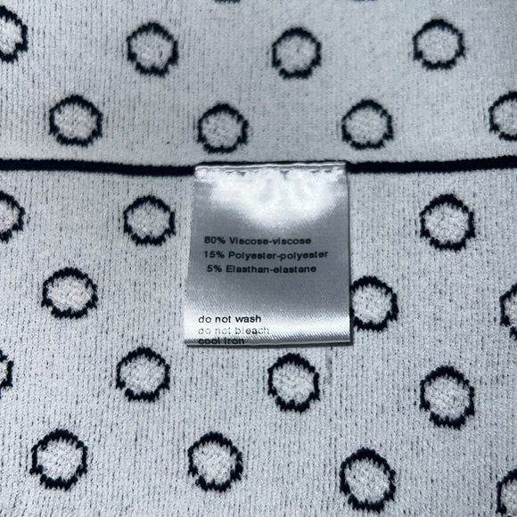 Akris Punto Short Sleeve Navy Dot Jacquard Scuba Fit and Flare Dress - Picture 9 of 15